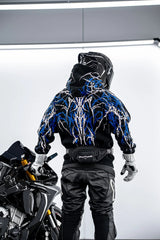 Armored Motorcycle Reflective Hoodie in Blue Thorn with CE Level 2 Protection