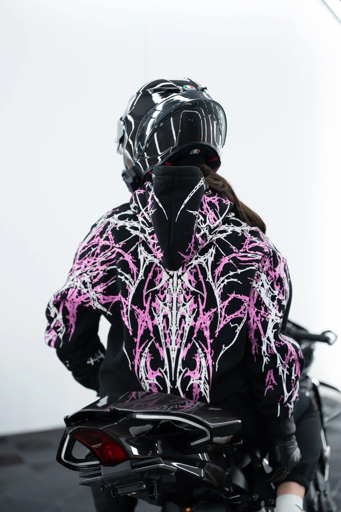Armored Motorcycle Reflective Hoodie in Pink Thorn with CE Level 2 Protection