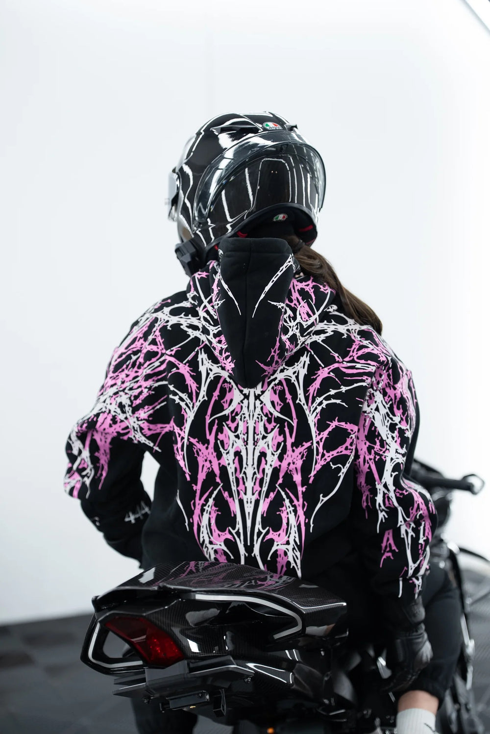 Armored Motorcycle Reflective Hoodie in Pink Thorn with CE Level 2 Protection