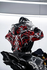 Armored Motorcycle Reflective Hoodie in Red Thorn with CE Level 2 Protection