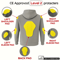 Kevlar-Lined Pull-Over Motorcycle Hoodie in Gray