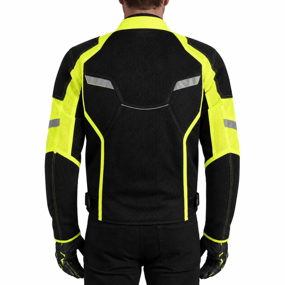 High-Visibility Mesh Motorcycle Jacket in Neon Yellow &amp; Black with CE Armor