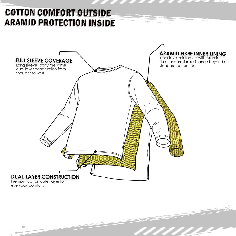Kevlar Lined Black Long Sleeve Motorcycle Base Layer Shirt
