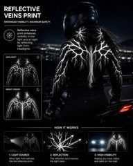 Kevlar-Lined Motorcycle Hoodie in Black with Reflected Printing