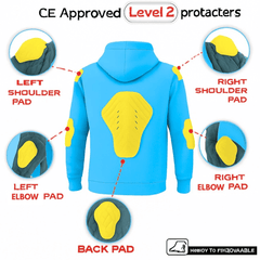 Kevlar-Lined Pullover Motorbike Hoodie in Sky Blue