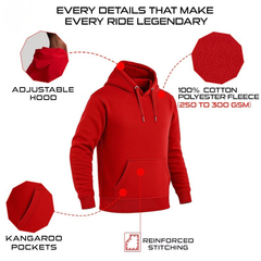 Kevlar Lined Red Hoodie for Motorcycle Riders with Protective Armor