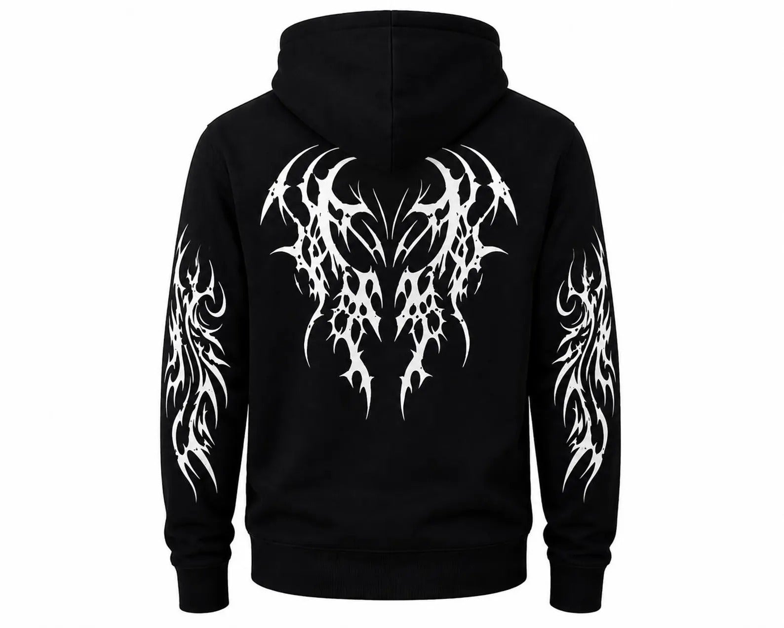 Men's Kevlar Motorcycle Hoodie in Black with Tribal Print