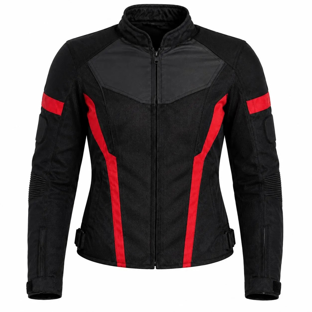 Women's Armored Motorcycle Mesh Jacket in Black &amp; Red with CE Level 2 Armor