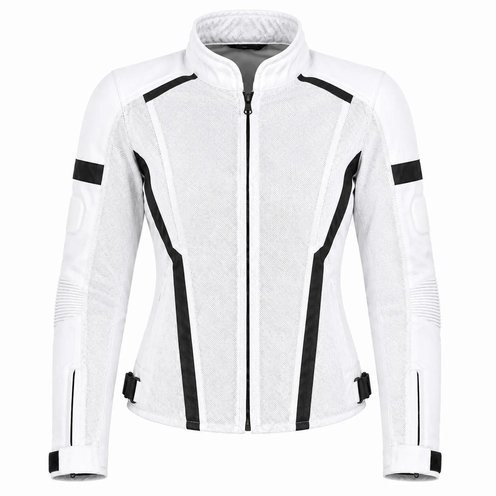 Women's Armored Motorcycle Mesh Jacket in Black &amp; White with CE Level 2 Armor