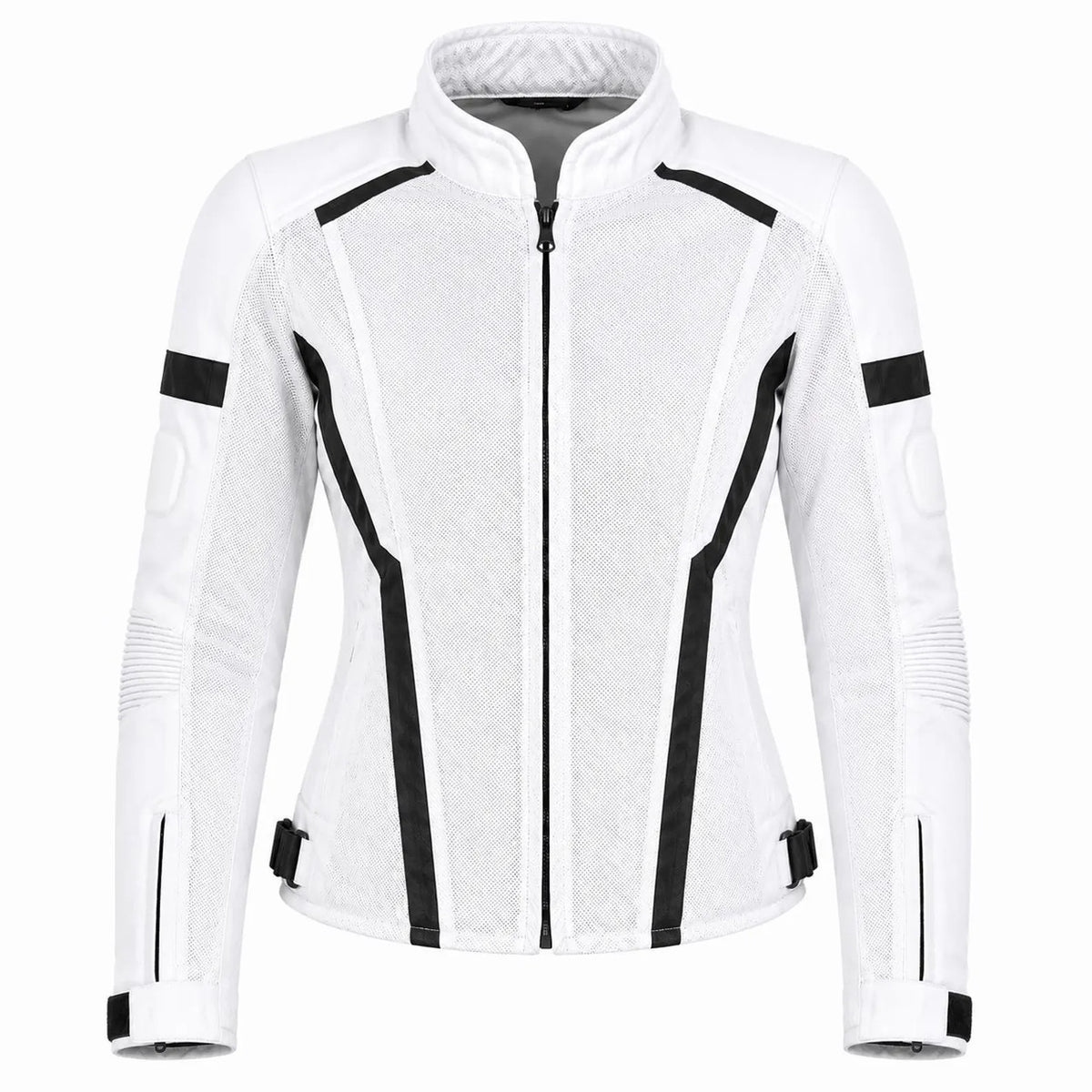 Women's Armored Motorcycle Mesh Jacket in Black &amp; White with CE Level 2 Armor