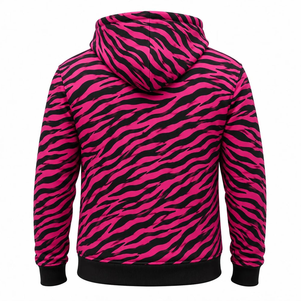 Women's Kevlar-Lined Motorcycle Hoodie in Pink &amp; Black Zebra Print