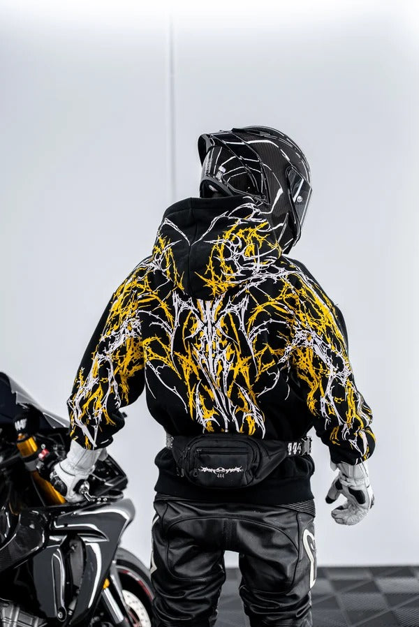 Armored Motorcycle Reflective Hoodie in Yellow Thorn with CE Level 2 Protection