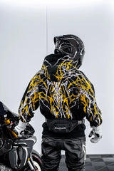 Armored Motorcycle Reflective Hoodie in Yellow Thorn with CE Level 2 Protection
