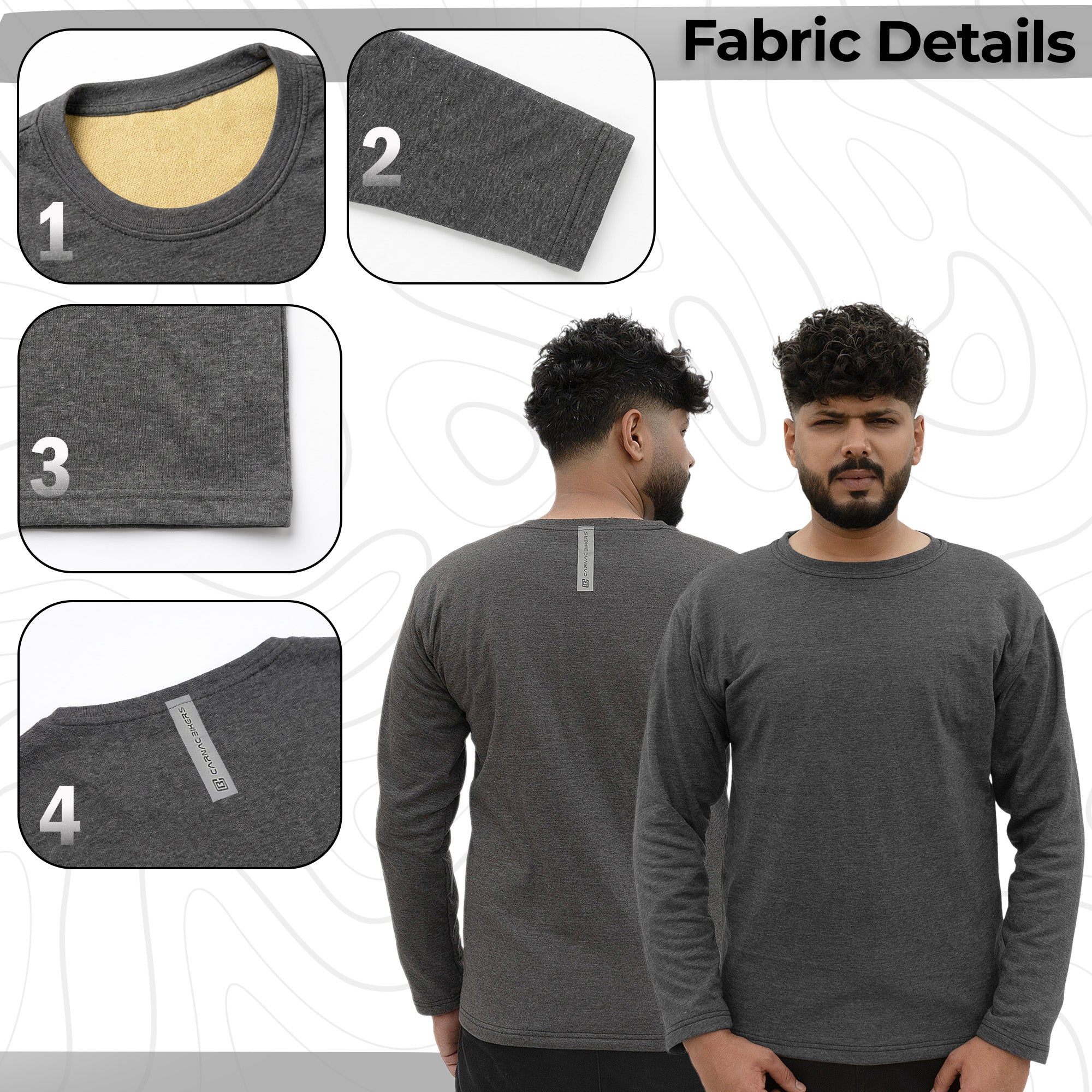 Charcoal Grey Long Sleeve Motorcycle Base Layer Shirt