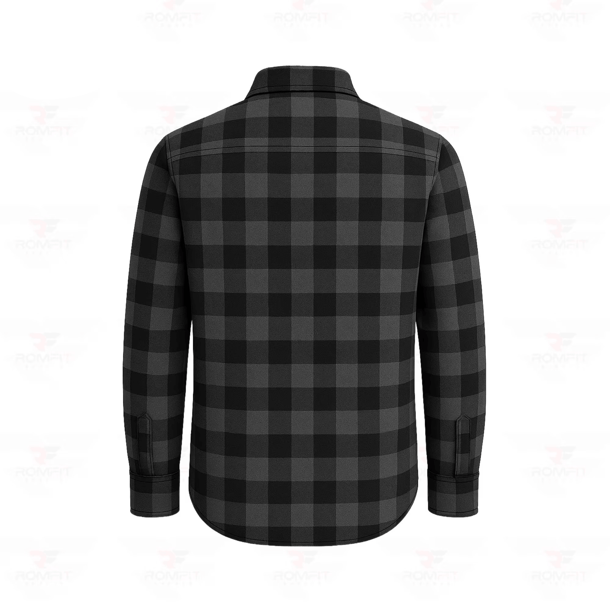 Men's Kevlar Lined Flannel Motorcycle Riding Shirt in Black with Armor