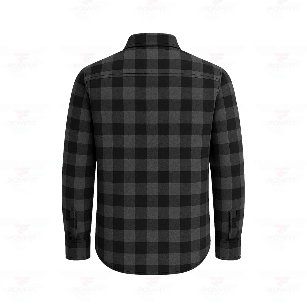 Men's Kevlar Lined Flannel Motorcycle Riding Shirt in Black with Armor