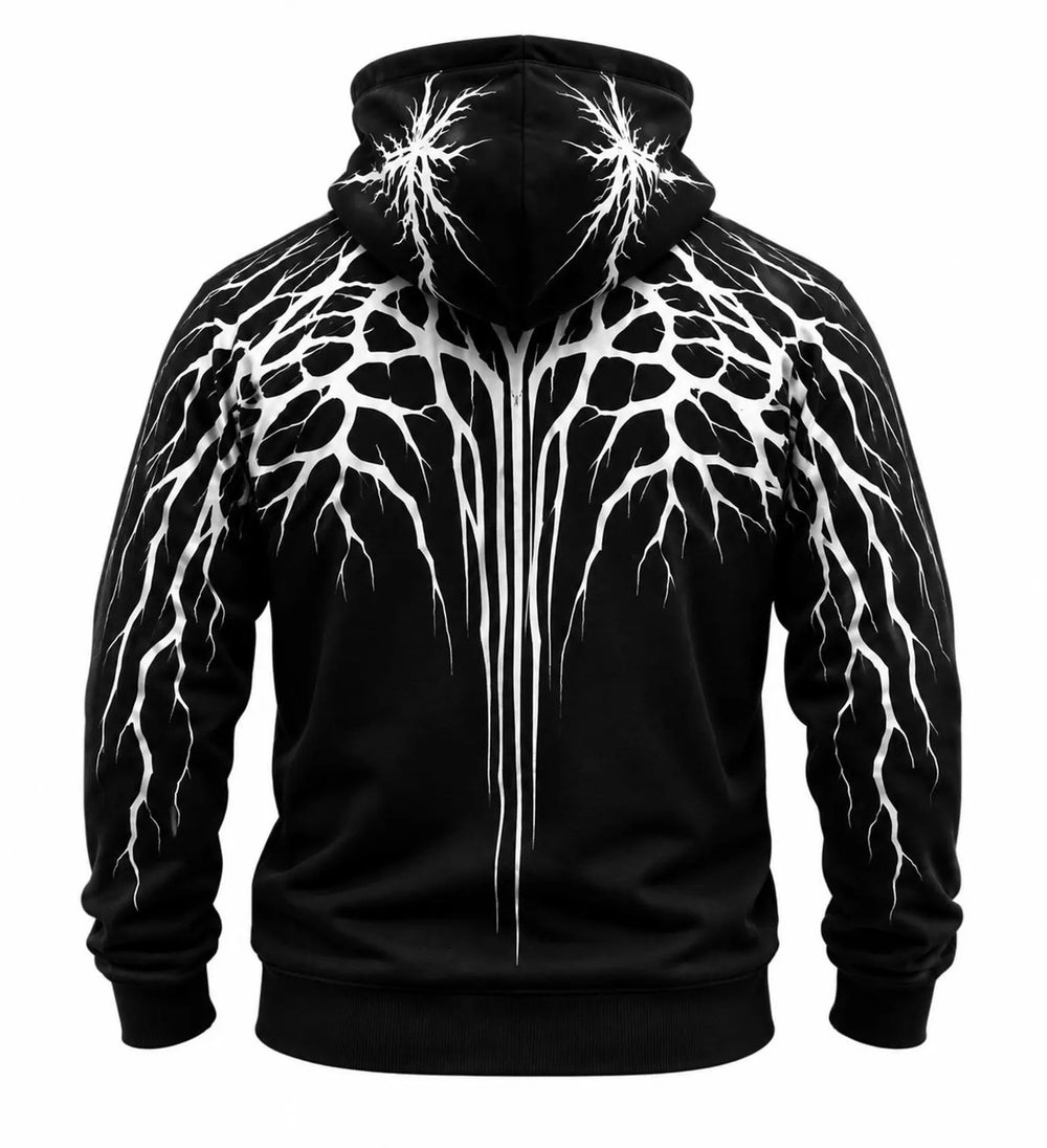 Kevlar-Lined Motorcycle Hoodie in Black with Reflected Printing