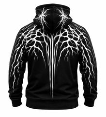 Kevlar-Lined Motorcycle Hoodie in Black with Reflected Printing