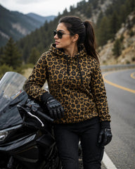 Kevlar Motorcycle Hoodie in Leopard Print with Protective Armour