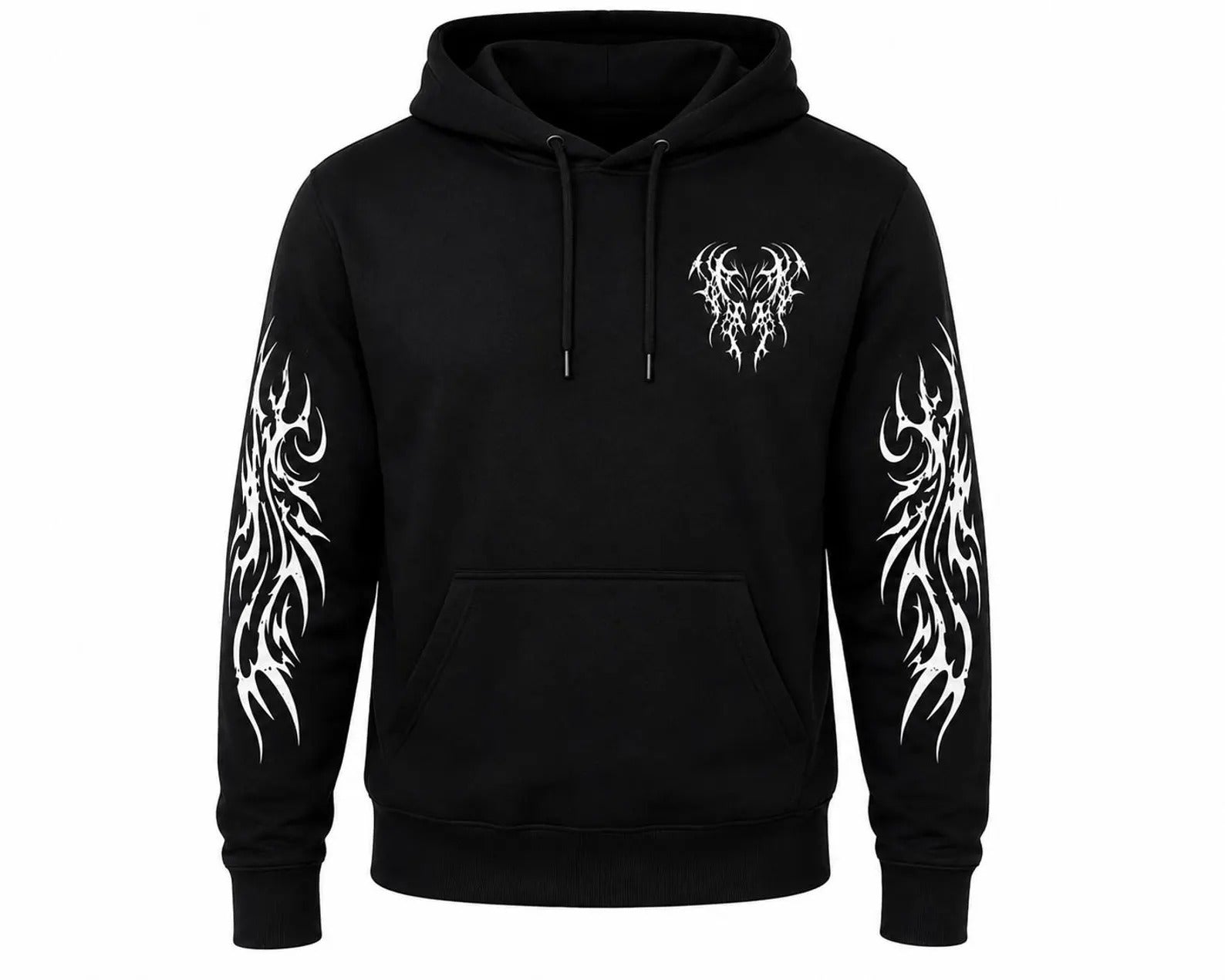 Men's Kevlar Motorcycle Hoodie in Black with Tribal Print