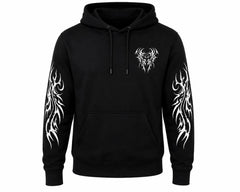 Men's Kevlar Motorcycle Hoodie in Black with Tribal Print