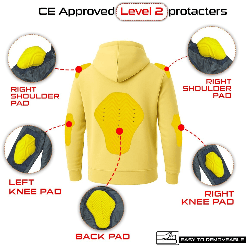 Unisex Kevlar Pull-Over Motorcycle Hoodie in Butter Yellow