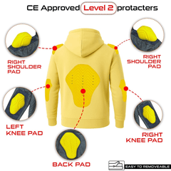 Unisex Kevlar Pull-Over Motorcycle Hoodie in Butter Yellow