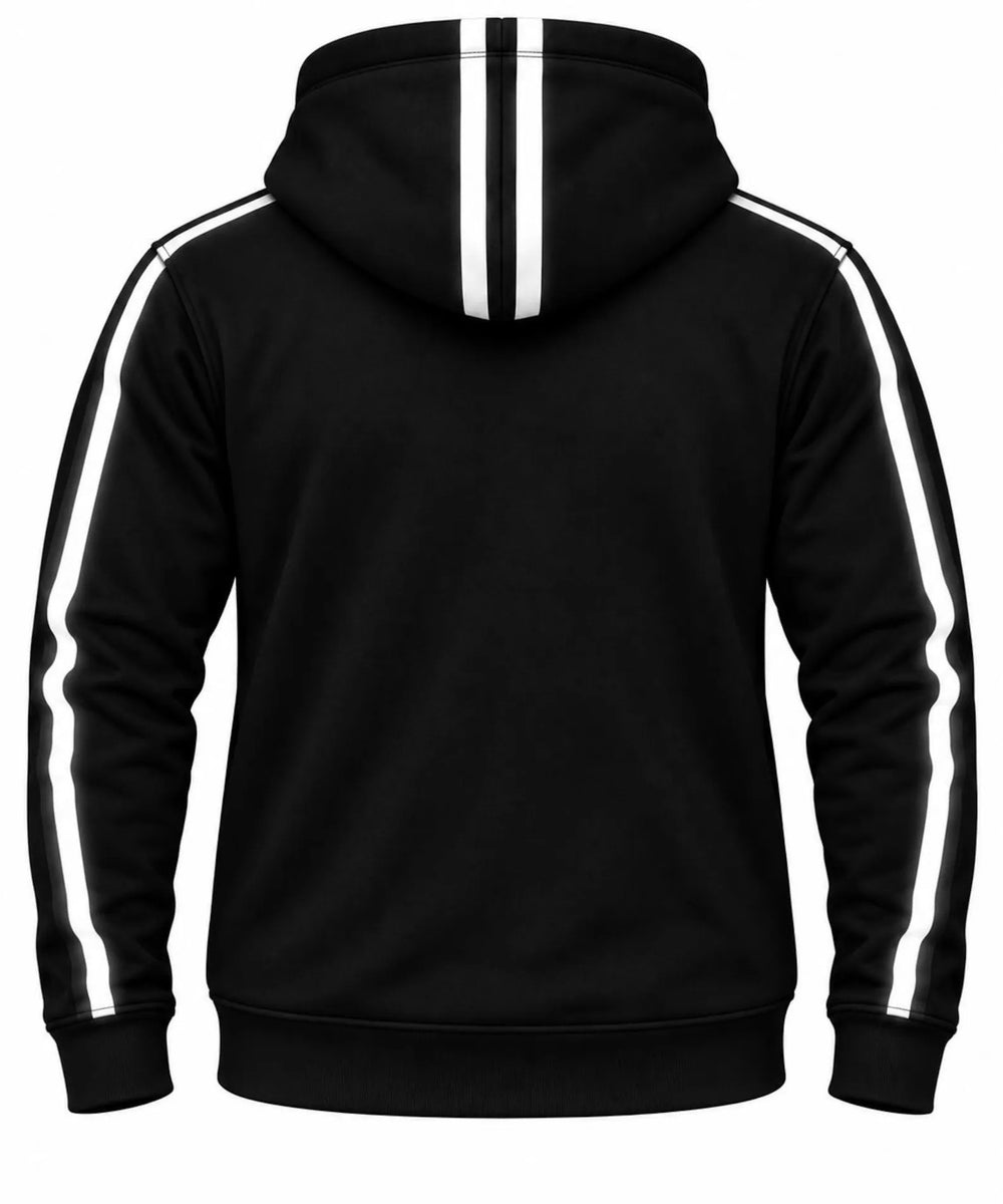 Aramid Lined Motorcycle Armored Hoodie in Black with Reflective Racing Stripes
