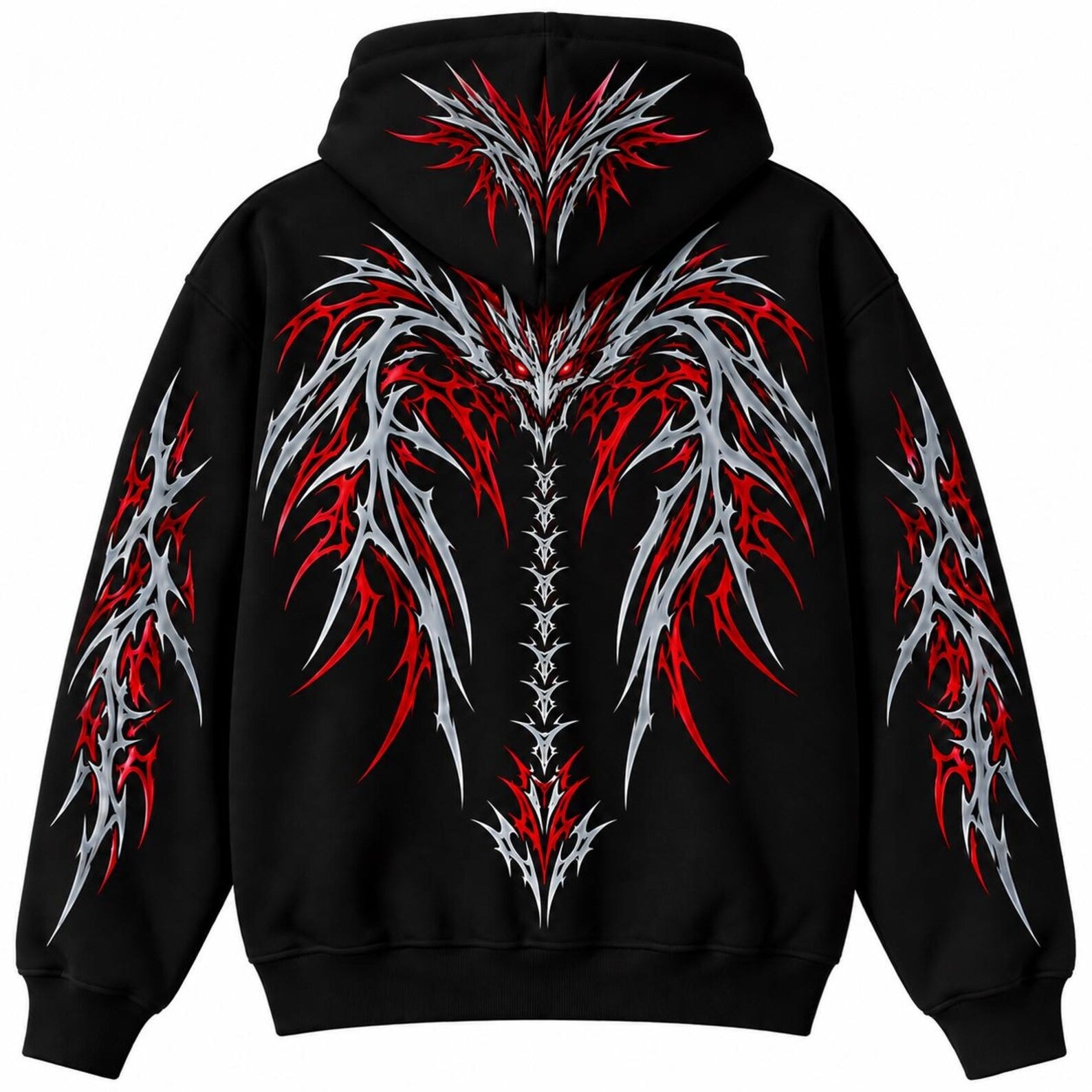 CE Level 2 Armored Motorcycle  Reflective Hoodie with Red Gothic Dragon Wing Print