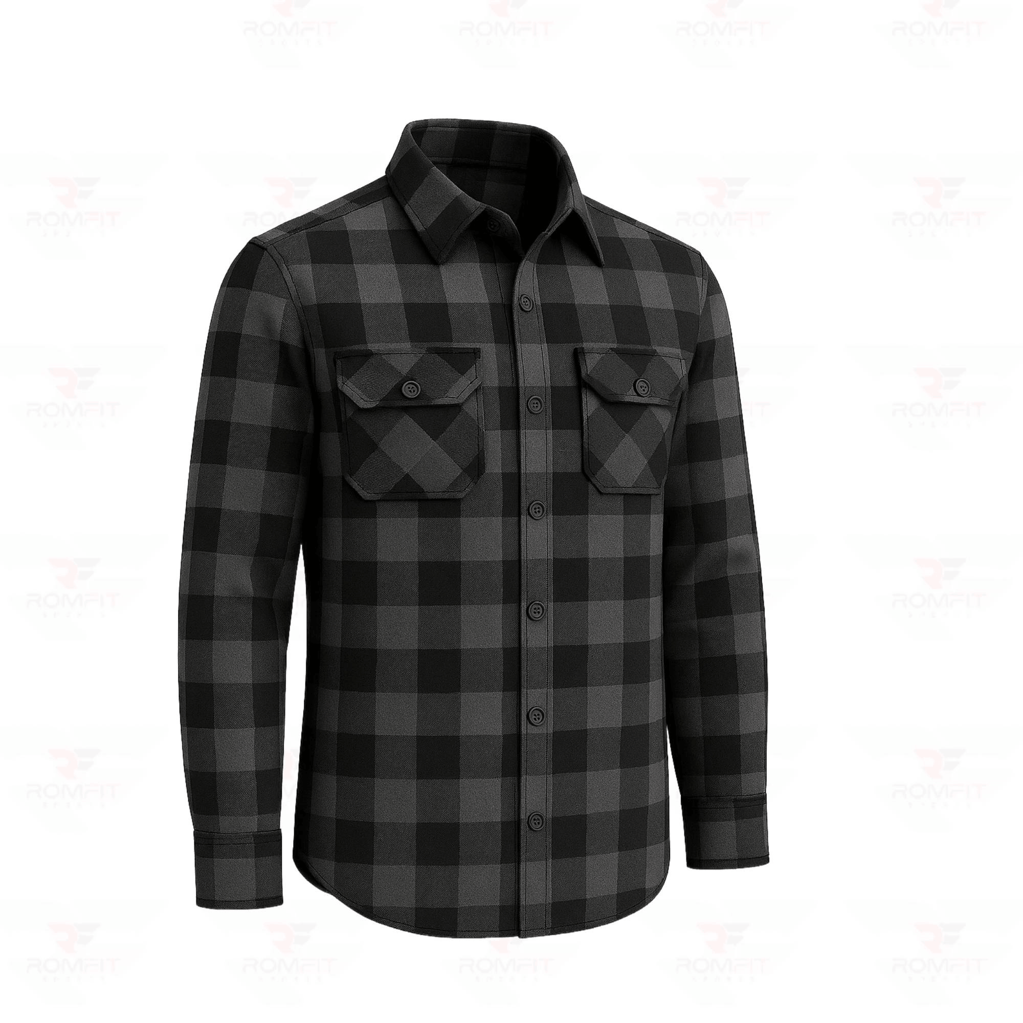 Men's Kevlar Lined Flannel Motorcycle Riding Shirt in Black with Armor