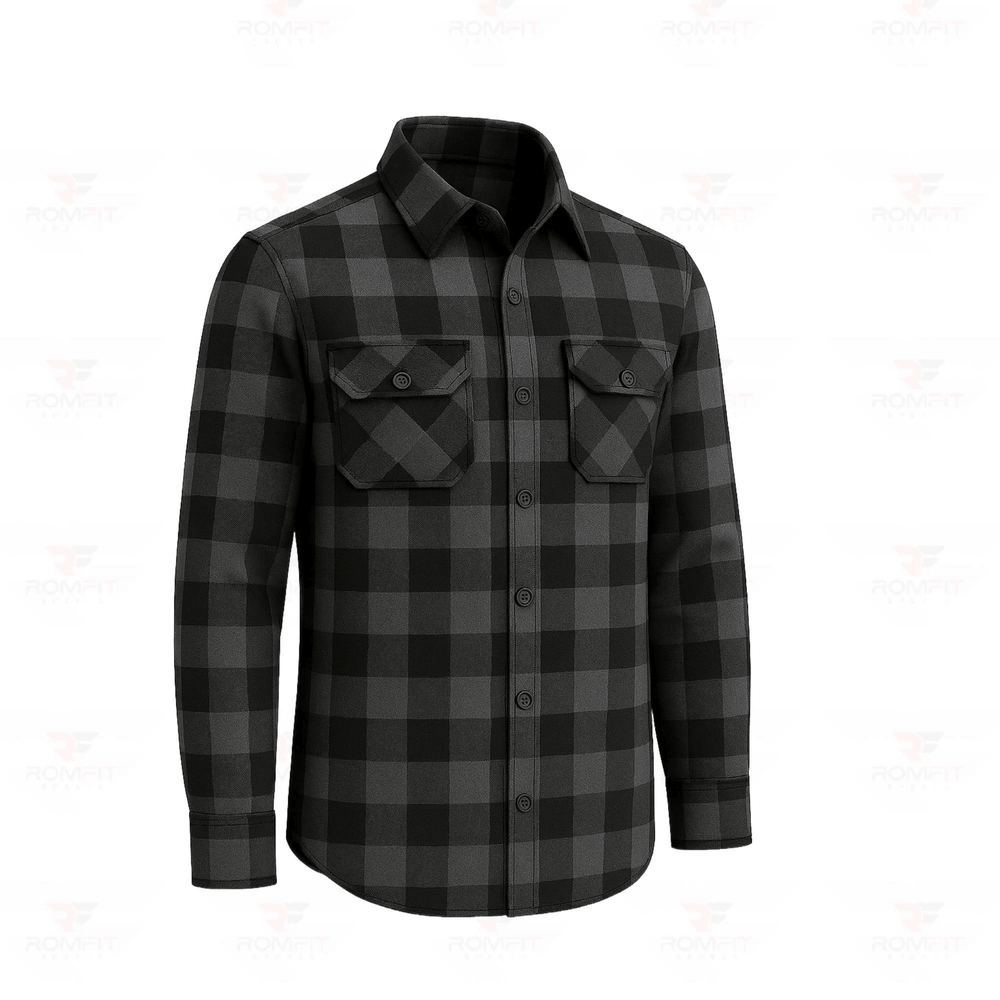 Men's Kevlar Lined Flannel Motorcycle Riding Shirt in Black with Armor