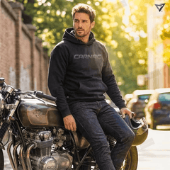 Kevlar Lined Motorcycle Hoodie in Black with CE Level 2 Armor