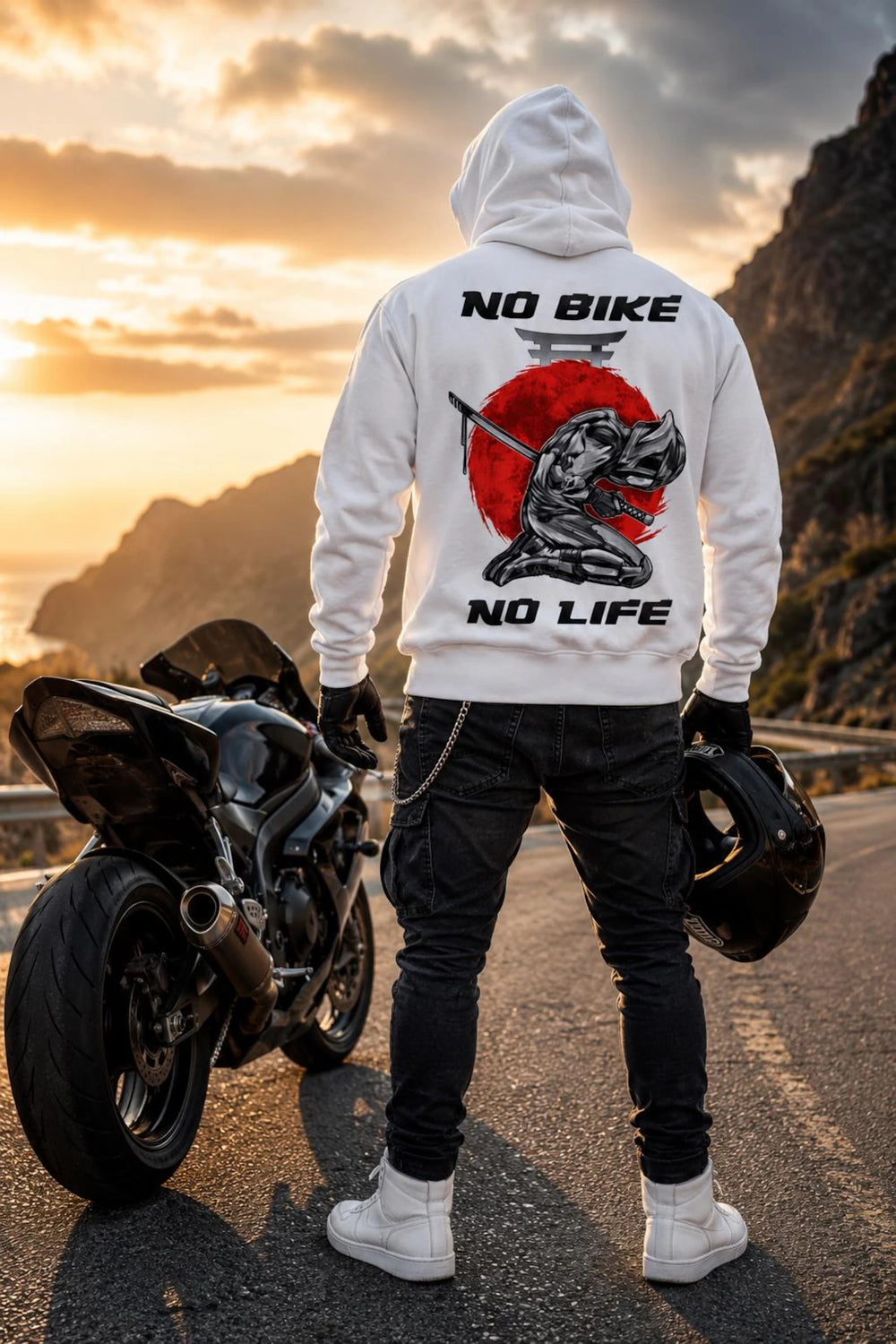 Kevlar Motorcycle Hoodie in White with Removable CE Armor