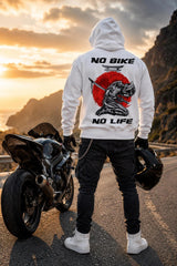 Kevlar Motorcycle Hoodie in White with Removable CE Armor