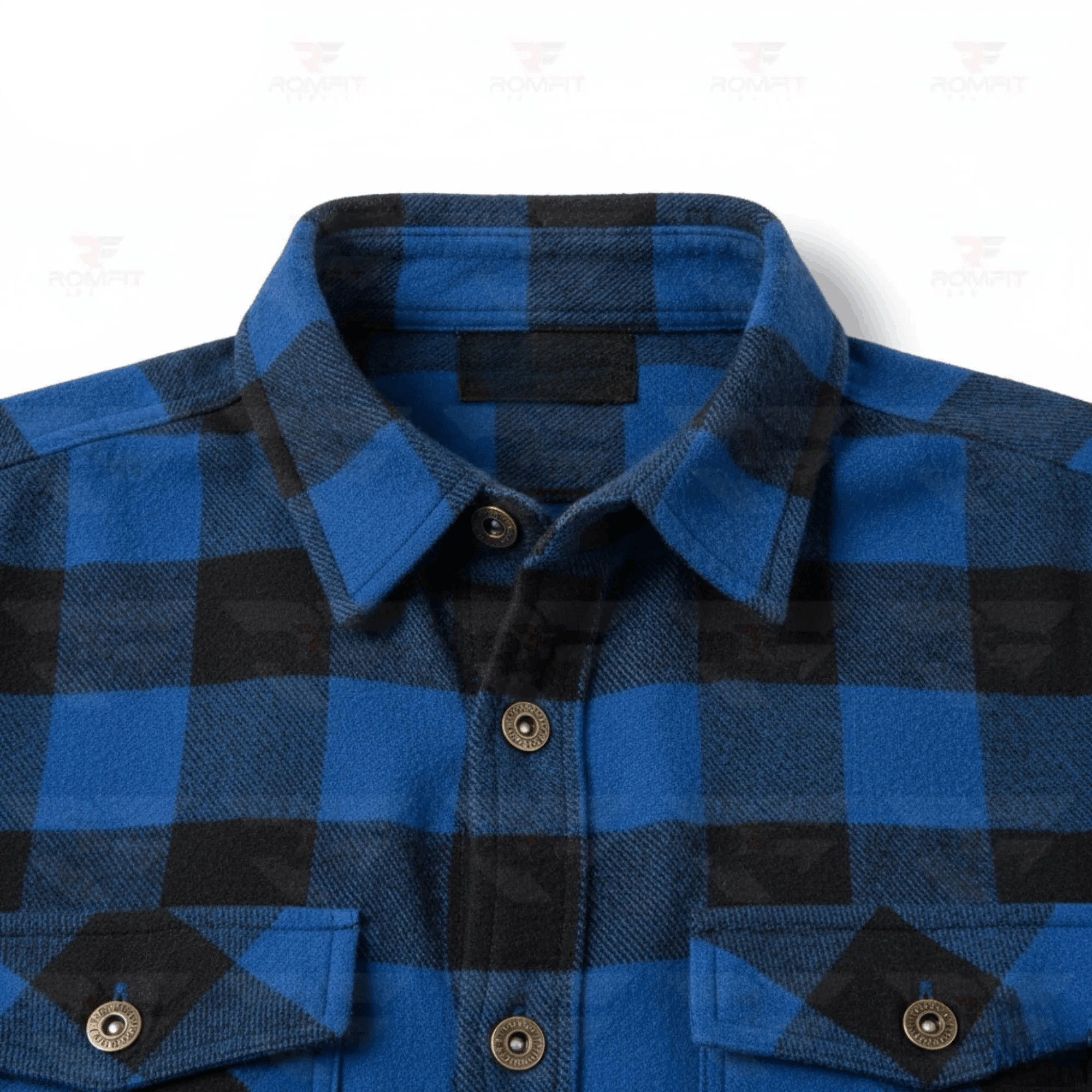 Men's Kevlar-Lined Flannel Motorcycle Riding Shirt in Blue with Armor