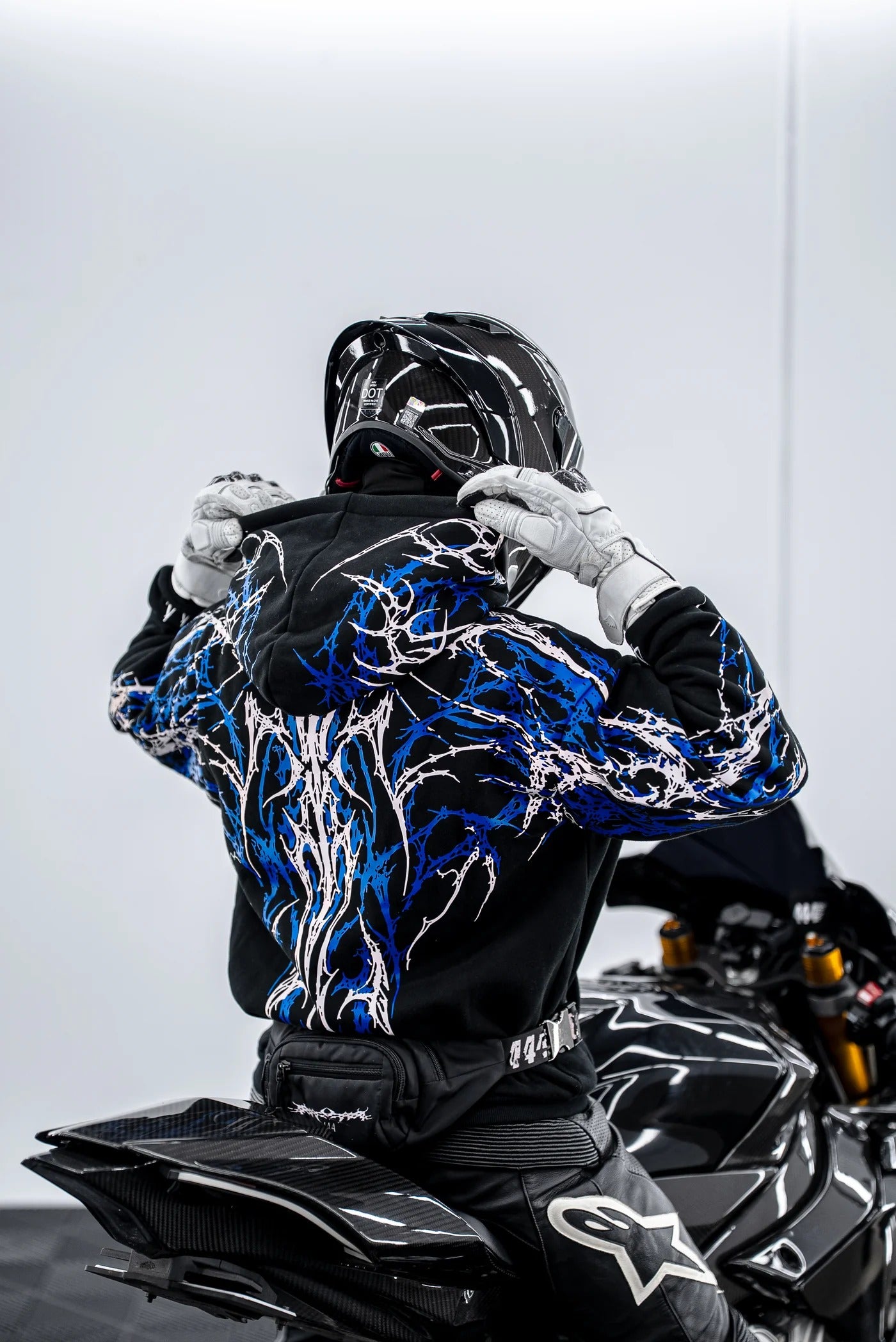 Armored Motorcycle Reflective Hoodie in Blue Thorn with CE Level 2 Protection