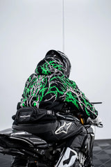 Armored Motorcycle Reflective Hoodie in Green Thorn with CE Level 2 Protection