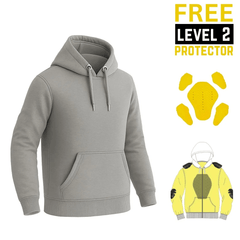 Kevlar-Lined Pull-Over Motorcycle Hoodie in Gray