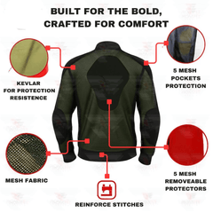 Kevlar-Lined Motorcycle Flannel Shirt in Dark Green