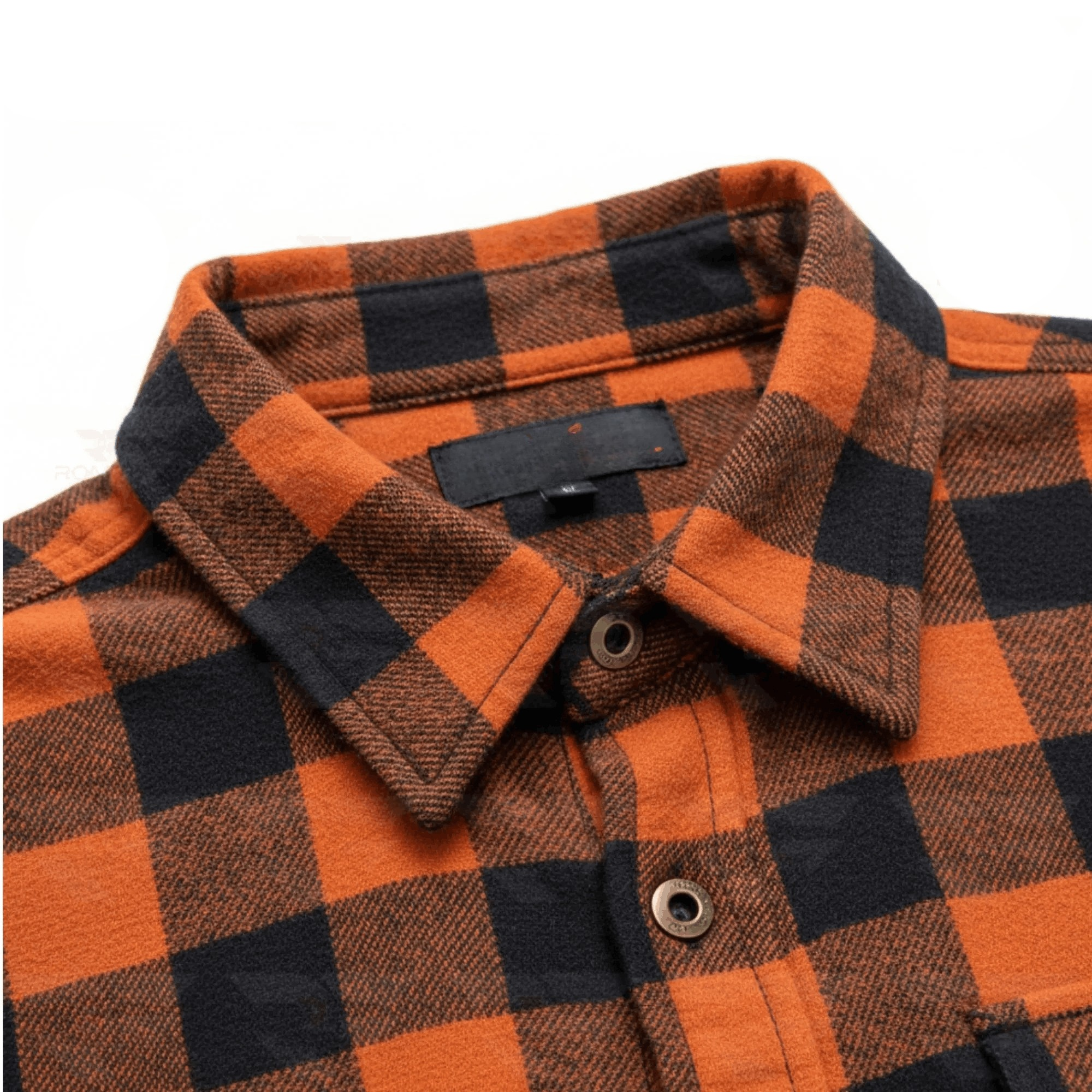 Men's Kevlar-Lined Flannel Motorcycle Riding Shirt in Orange with Armor
