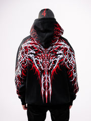 Red and Gray Thorn CE Level 2 Armored Motorcycle Hoodie with Reflective Print