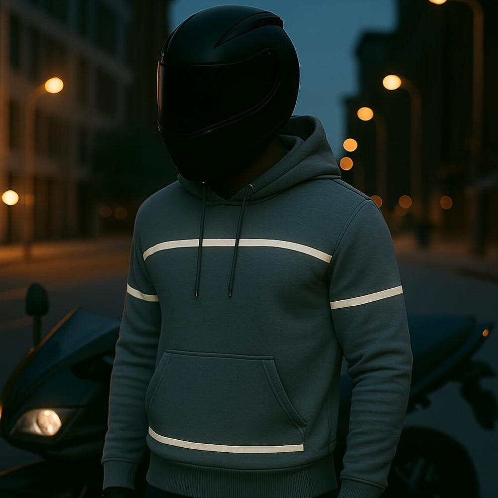Unisex Reflective Stripe Kevlar Riding Hoodie in Gray with CE Level 2 Armor