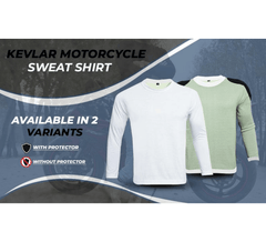 Kevlar Lined V-Neck Motorcycle Riding T-Shirt in White