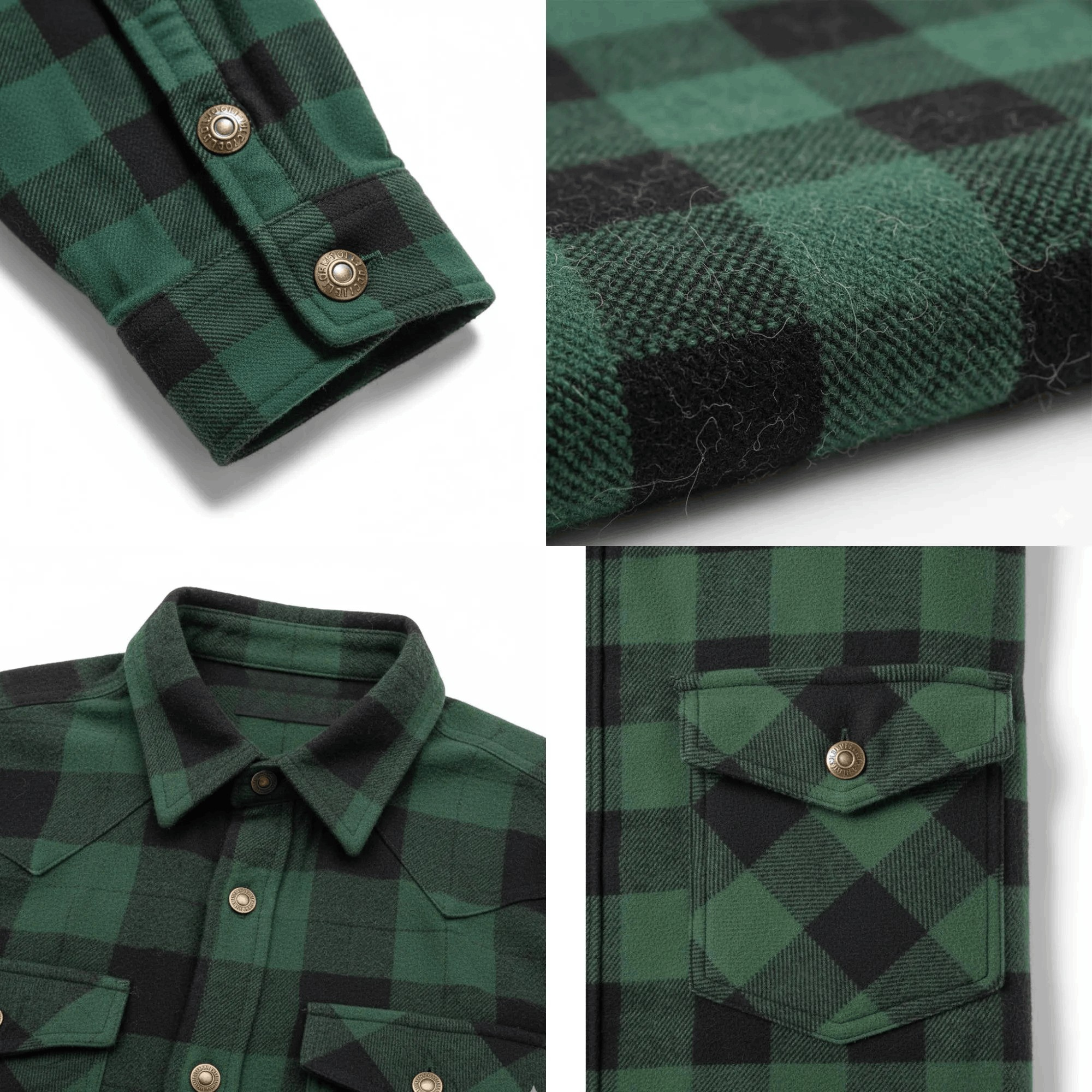 Kevlar-Lined Motorcycle Flannel Shirt in Dark Green