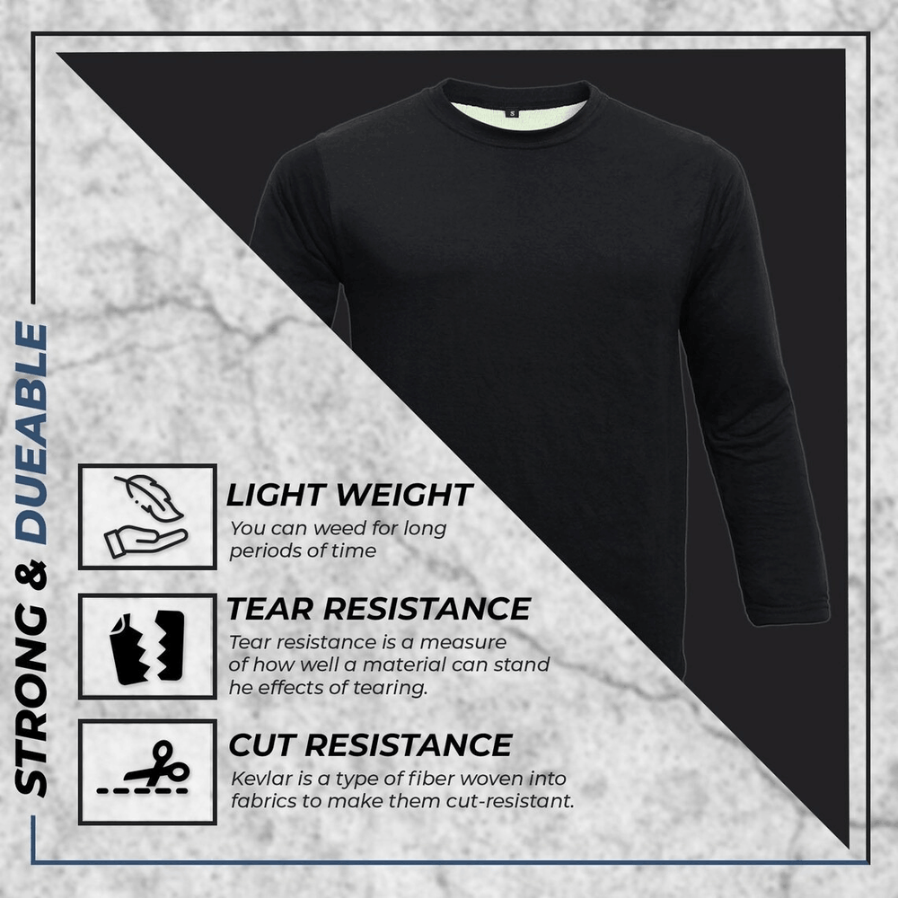 Kevlar Lined Motorcycle T-Shirt in Black with CE Level 1 Armour