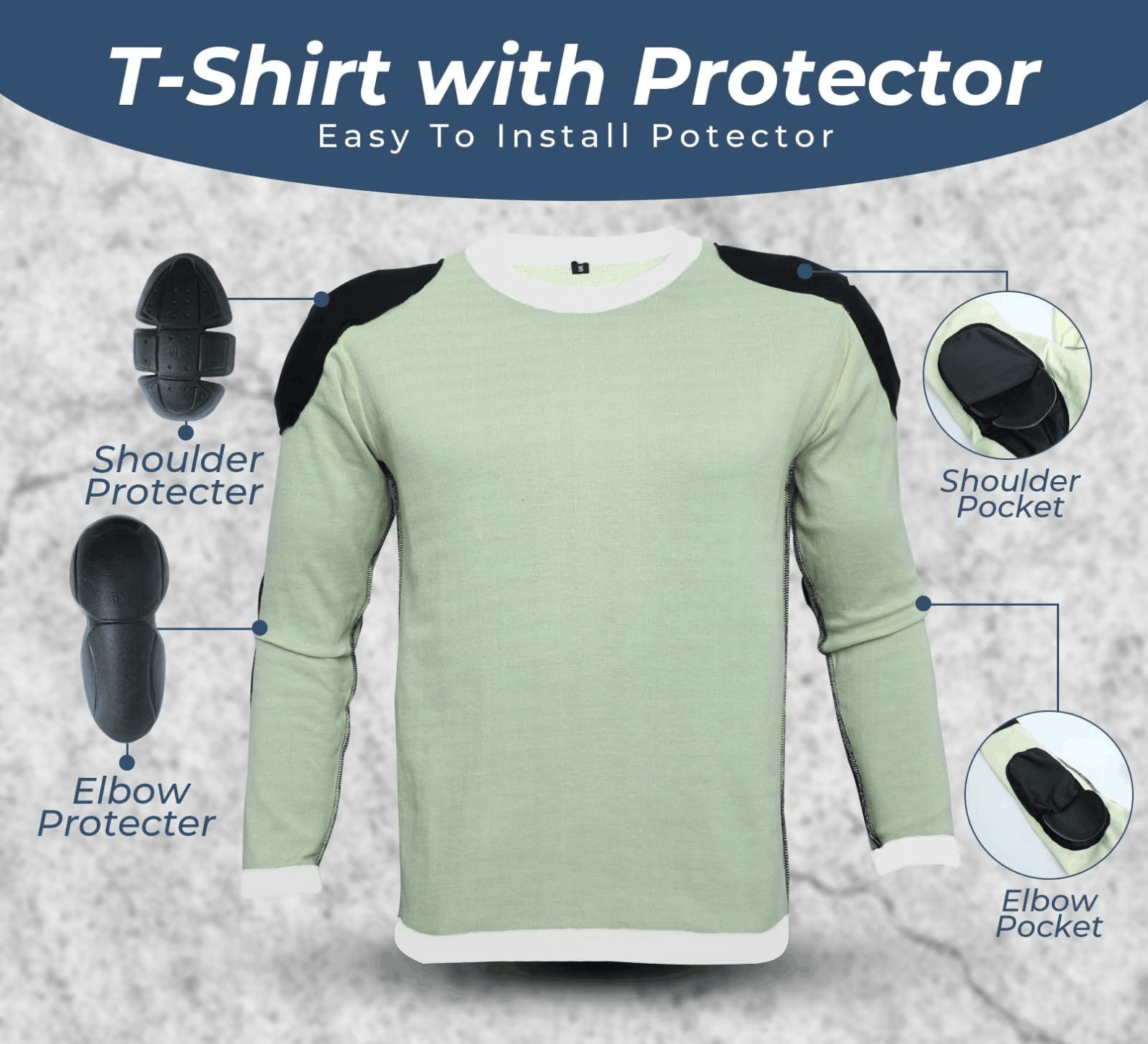 Kevlar Lined V-Neck Motorcycle Riding T-Shirt in White