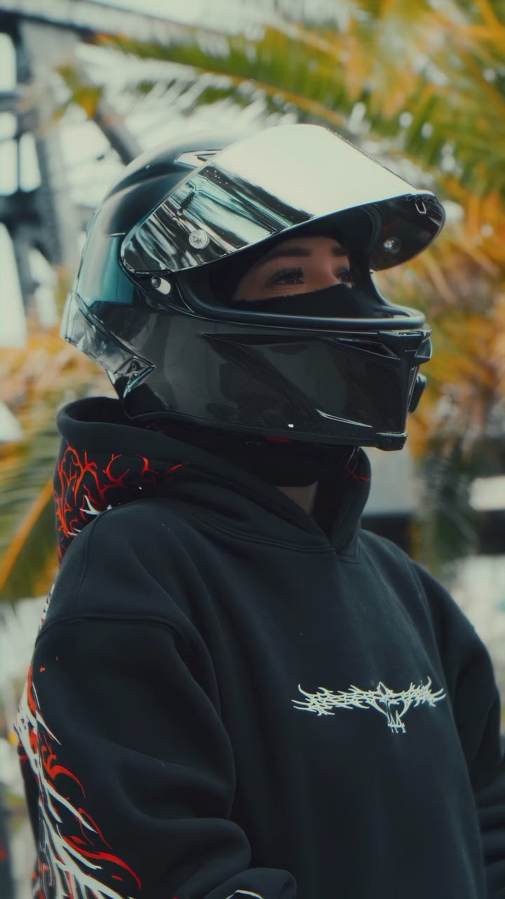 Armored Motorcycle Reflective Hoodie in Red Thorn with CE Level 2 Protection