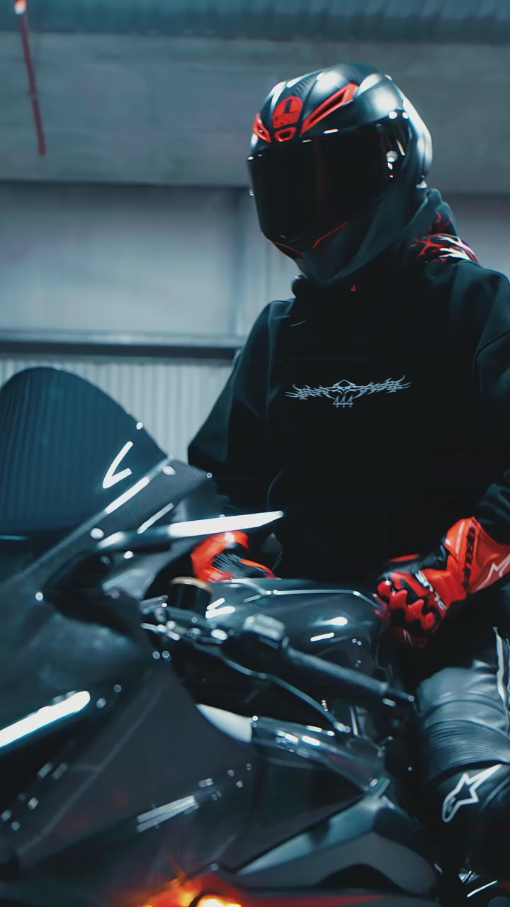 Armored Motorcycle Reflective Hoodie in Red Thorn with CE Level 2 Protection