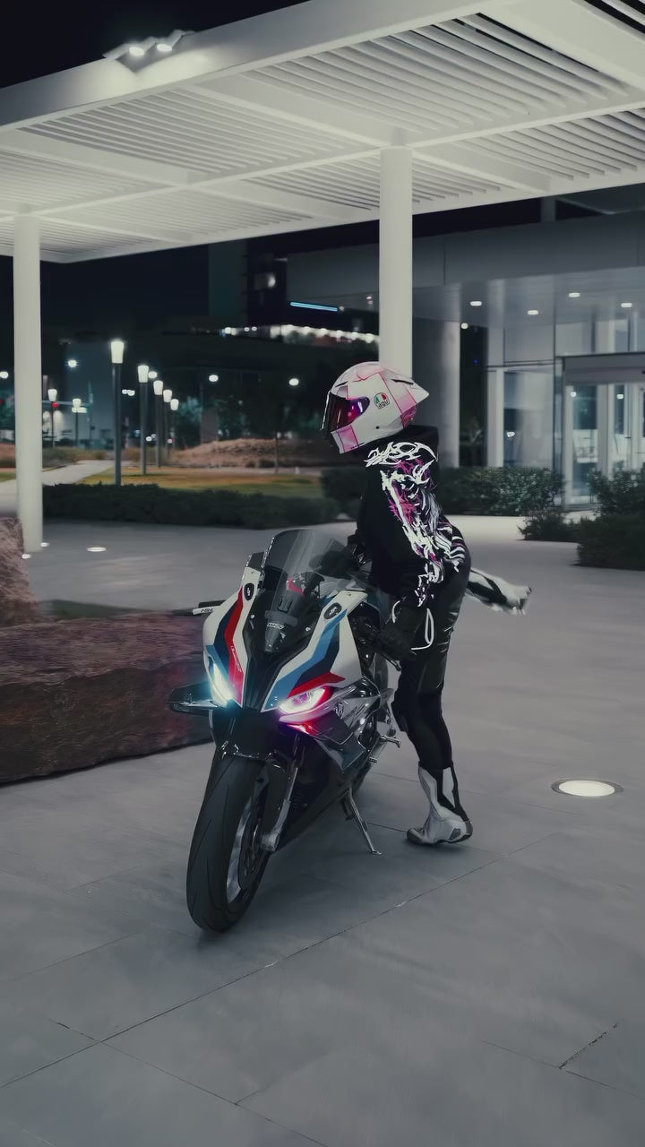 Armored Motorcycle Reflective Hoodie in Pink Thorn with CE Level 2 Protection